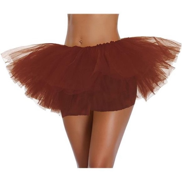 ADULT Classic Elastic 3, 4, 5 Layered Tulle Tutu Skirt Brown 5layer - Picture 2 of 3